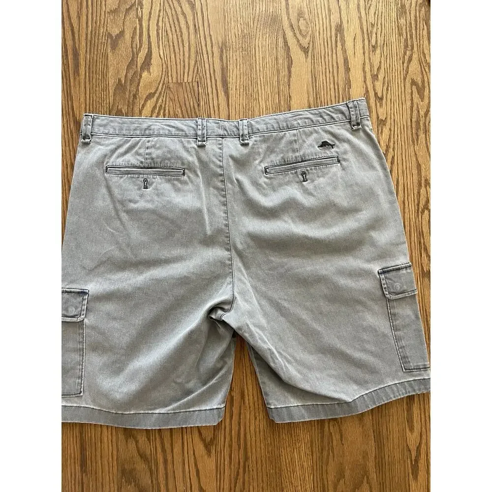 Lot of 2 Tommy Bahama Shorts Mens 42 Gray Khaki Chino Flat Front Stretch Casual